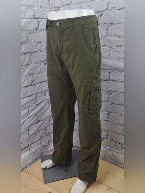Prana Men's Cargo Pants Belted Roll Leg Ventilated Nylon Green Hiking 36x32